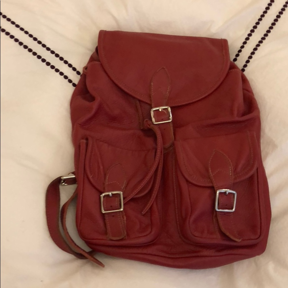 SOLD!  Red all leather backpack, custom made!
